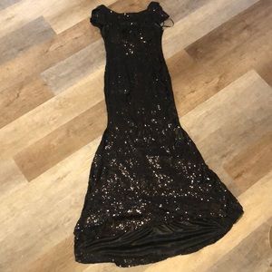 Black sequin evening dress